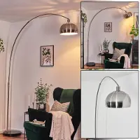 Hofstein Gavirate Stehlampe aus Metall in Schwarz/Nickel-matt/Weiß im Vintage-Design