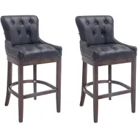 CLP 2er Set Barhocker Lakewood Echtleder gepolstert schwarz Gestell Farbe antik