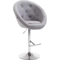 CLP Barhocker London V2 Stoff drehbar und höhenverstellbar - grau Gestell Farbe chrom
