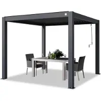 PRIMEYARD Pergola 3x3 m Aluminium Pfosten mit Lamellendach aus Aluminium anthrazitfarbene Terrassenüberdachung