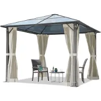 TOOLPORT Gartenpavillon 3x3 m ca 6 mm Polycarbonat-Dach mit Moskitonetzen und Seitenteilen in crème