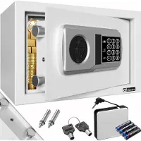 Deuba Tresor Safe 31x20x20cm Doppelstahlbolzen Stahltür Zahlenschloss LED Licht Notschlüssel Externe Batteriebox Antirutsch-Noppen Schlüsselhaken Schutzmatte Montagematerial Möbeltresor Wandtresor