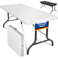 Kesser Buffettisch Tisch klappbar Kunststoff 183x76 cm Campingtisch Partytisch Klapptisch Gartentisch für Garten, Terrasse und Balkon zusammenklappbar 8 Personen inkl. Tragegriff und Cover