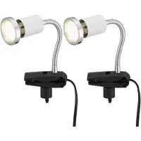 Etc-shop 2er Set LED Tischleuchte, flexibel, Metall, weiß, H 14 cm