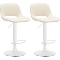 CLP 2er Set Barhocker Camden Kunstleder drehbar und höhenverstellbar | creme Farbe creme Material Gestell Metall matt weiss