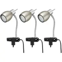Etc-shop 3er Set LED Tischleuchte, Klemme, Flexo, nickel matt, H 17,5cm