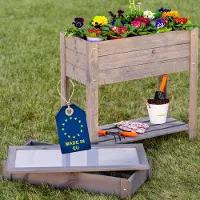 ITA Hochbeet mit Frühbeetaufsatz 80x37x78 cm - Pflanzkasten mit Deckel, Ablageboden, Innenfolie - EU - Direkt vom Hersteller - ausHolz - Blumenkasten für Garten Balkon Terrasse - Grau
