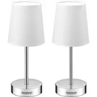 Monzana Nachttischlampe 2er Set 32cm Stoff Grau Taupe Anthrazit Weiß Wohnzimmer Schlafzimmer Lampe Leuchte Tischlampe Nachttischleuchte Tischleuchte