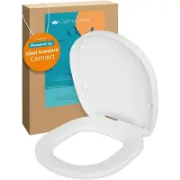 Calmwaters WC-Sitz für Ideal Standard Connect | Toilettensitz Absenkautomatik | Duroplast | Take-Off & Top-Fix | Überlappend | Edelstahlscharnier | EU | Weiß | 26LP6261