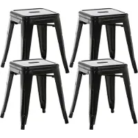 CLP 4er Set Hocker Armin aus Metall | Farbe schwarz