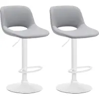 CLP 2er Set Barhocker Camden Kunstleder drehbar und höhenverstellbar | grau Farbe grau Material Gestell Metall matt weiss