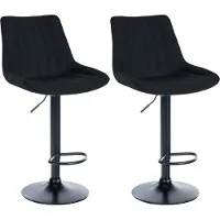 CLP 2er Set Barhocker Toni Stoff drehbar und stufenlos höhenverstellbar | Farbe schwarz Material Gestell Metall matt schwarz