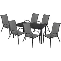 Mojawo Gartengarnitur Sitzgarnitur 7-tlg.150x80cm Non-Wood Anthrazit/Schwarz