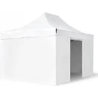 TOOLPORT 3x4,5m Aluminium Faltpavillon, inkl. 4 Seitenteile, weiß