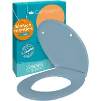 Calmwaters Premium WC Sitz einfache Montage, Toilettendeckel bis 250 kg, EU, antibakterieller Duroplast, Absenkautomatik, 2 Montage Optionen, abnehmbar, Klobrille, oval, Bermuda-Blau