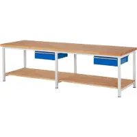 RAU Werkbank höhenverstellbar 8001A7, B3000xT900xH840-1040mm, 2x Schublade-TA