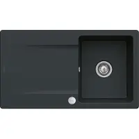 Villeroy & Boch 33352FR7 Siluet 50 Flat Keramikspüle flächenbündige Spüle Unterschrankbreite ab 50 cm Pure Black Excenterbetätigung - inkl.