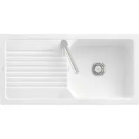 Villeroy & Boch 338601R1 Linara 60 Keramikspüle Einbau-/Einbauspüle Unterschrankbreite ab 60 cm Weiß Alpin mit Handbetätigung - inkl.