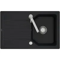 Villeroy & Boch 338402R7 Linara 45 Keramikspüle Unterbau Unterschrankbreite ab 45 cm Ceramic Pure Black Handbetätigung - inkl.