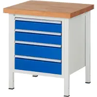 RAU Werkbank Serie 8162, höhenverstellbar, 4 Schubladen, B 750 x T 700 x H 840 - 1040 mm