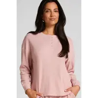 Hunkemoller Top Waffelstrick Henley Rosa