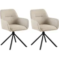 CLP 2er Set Stuhl Tipton Stoffbezug schwenkbar und mit Rückenlehne taupe