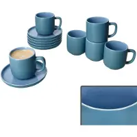Ritzenhoff & Breker Ritzenhoff 6er Set Jasper Espressotassen & Untertassen Ozeanblau für 6 Personen