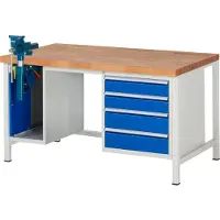 RAU Werkbank höhenverstellbar 8185A1, B1500xT900xH840-1040mm, 4x Schublade-TA, SSKL