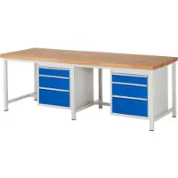 RAU Werkbank höhenverstellbar 8159A1, B2500xT900xH840-1040mm, 6x Schublade-TA