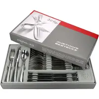 Justinus Bestecke 30tlg Twist Komplett-Besteck-Set für 6 Personen Messer Gabel Löffel Edelstahl