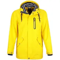 Dry Fashion Herren PolyurethanParka Lübeck - Regenjacke Herren Wasserdicht Winddicht Reißverschluss Outdoor Jacke Männer in Gelb Größe 4XL