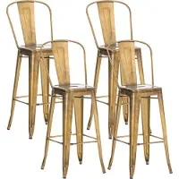 CLP 4er Set Barhocker Aiden aus Metall mit Fußstütze gold