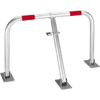 Alberts Parkplatzbügel Friedlin | zum Aufschrauben, umlegbar | feuerverzinkt, mit roten Ringen | 440 x 750 mm