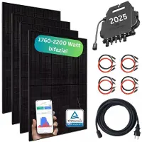 MyVoltaics Balkonkraftwerk MyBasic 1760+ Watt, bifazial, Hoymiles Wechselrichter WLAN 800 Watt, Steckerfertig - einstecken. fertig. - 5m