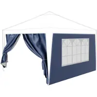 24MOVE Pavillon Seitenteile 2er Set 2x3m mit Fenster & Reissverschluss, wasserdicht, blau - für Partyzelt, Festzelt, Festivals