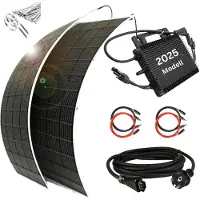 MyVoltaics Balkonkraftwerk MyUltraleicht 620 Watt, mit 2 Modulen je nur 5kg, Hoymiles Wechselrichter WLAN 800 Watt, Steckerfertig - einstecken. fertig. - 5m