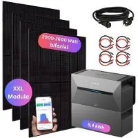 MyVoltaics XXL 2000+ Watt Balkonkraftwerk mit Speicher Anker SOLIX Solarbank 3 5,4 kWh Komplettset bifazial 800W WLAN