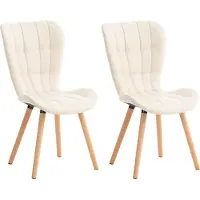 CLP 2er Set Esszimmerstuhl Elda mit robustem Holzgestell creme Material Kunstleder