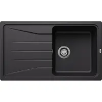 BLANCO Spüle SONA 5 S in SCHWARZ mit Ablaufgarnitur ohne Ablauffernbedienung / Ausschnitt: 840 x 480 mm / Silgranit