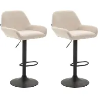 CLP 2er Set Barhocker Braga Stoff drehbar und höhenverstellbar creme Gestell Farbe schwarz
