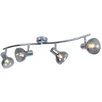 Etc-shop Deckenleuchte, Metall, Glas, Chrom, 4 Flammig, L 70 cm