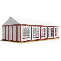 TOOLPORT Partyzelt Festzelt 5x10 m Garten-Pavillon PVC Plane 700 N in rot-weiß Wasserdicht