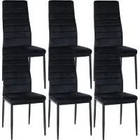 CLP 6er Set Esszimmerstühle Mayfair gepolstert mit Metallgestell schwarz Material Samt