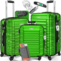 Kesser 3tlg. Hartschalenkofferset Hartschalenkoffer Reisekoffer Set Reisekofferset Trolley Koffer Inkl. Kofferwaage + Gepäckanhänger Rollkoffer Schloss 4 Rollen ABS-Hartschale Teleskopgriff M-L-XL