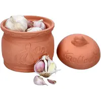 MamboCat Terra Knoblauchtopf mit Deckel Ø 12,8cm aus Terrakotta Aufbewahrungsbox Ton