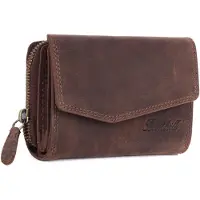 Benthill Damen Geldbörse Echt Leder - Portemonnaie mit RFID Schutz - Portmonee viele Kartenfächer - Echtleder Vintage Damenbörse inkl. Geschenkbox