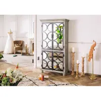 MASSIVMOEBEL24.DE MASSIVMOEBEL24 Schrank Mango 97x45x190 grau lackiert HERMITAGE #017