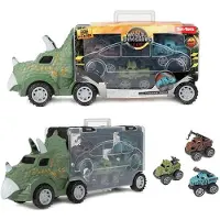 Toi-Toys - WORLD OF DINOSAURS - Dinotruck mit 3 Rückzugautos Dinosaurier Pullback Trucks
