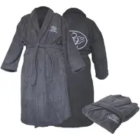 Dewello Bademantel ohne Kapuze aus Baumwolle für Sauna und nach dem Sport, Frottee Unisex Grau, Verschiedene Größen (S-XXL), Farbe:Grau