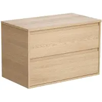Vente-unique Waschbeckenunterschrank hängend mit Platte - 80 cm - Eichenholzfurnier - MILIPAM